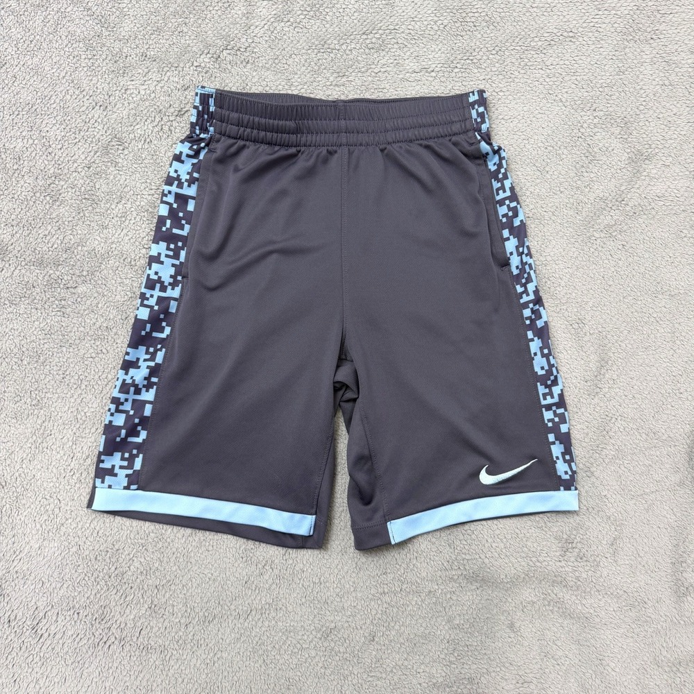 Nike Athletic Shorts Boys L Gray Pixel Digital Camo Dri-Fit Standard Fit